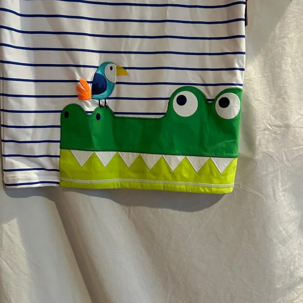 Gymboree Boys 12 Crocodile Short Sleeve Swim Rashguard Splish-Splash